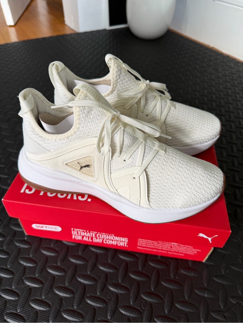 Puma Cream Knit Lace-Up Sneakers
